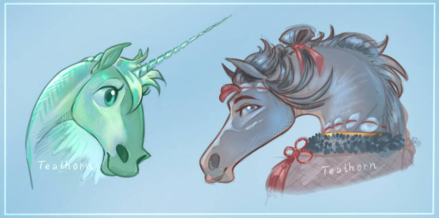 2x sketchy headshot's + solid colour