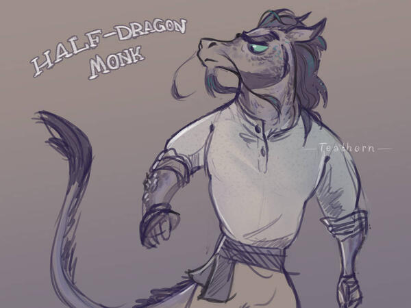 Sketchy half-body + gradient bg